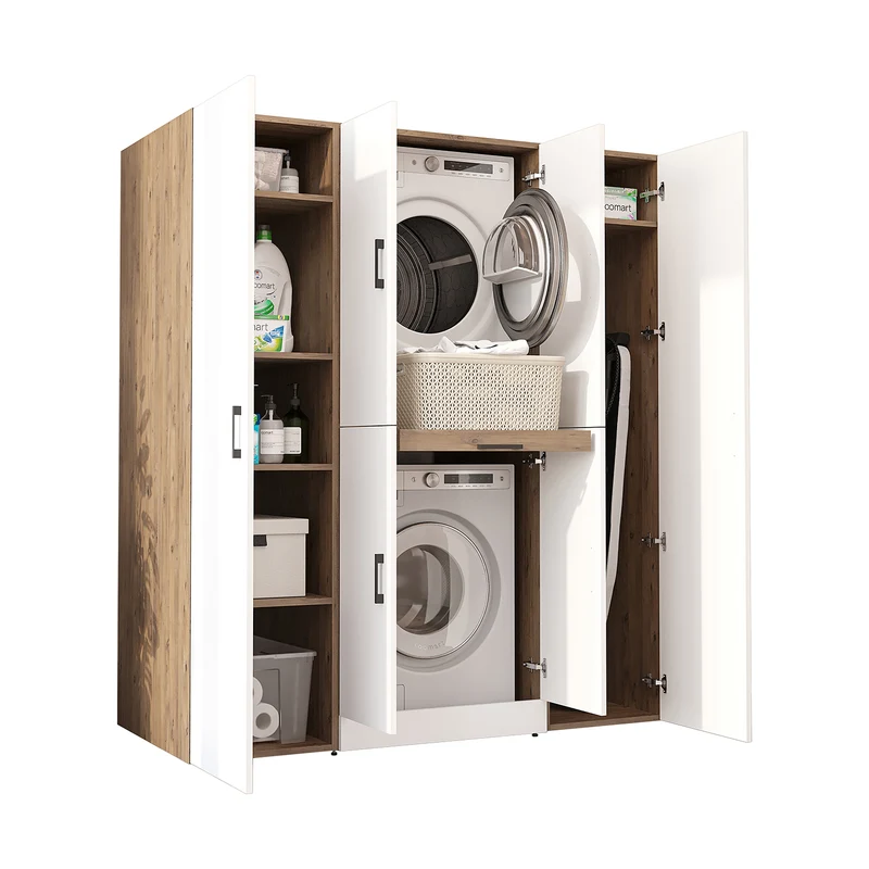 Roomart wasmachinekast DORA-I, 160 cm breed, voor wasmachine en droger met 2 hoge kasten, in 5 kleuren
