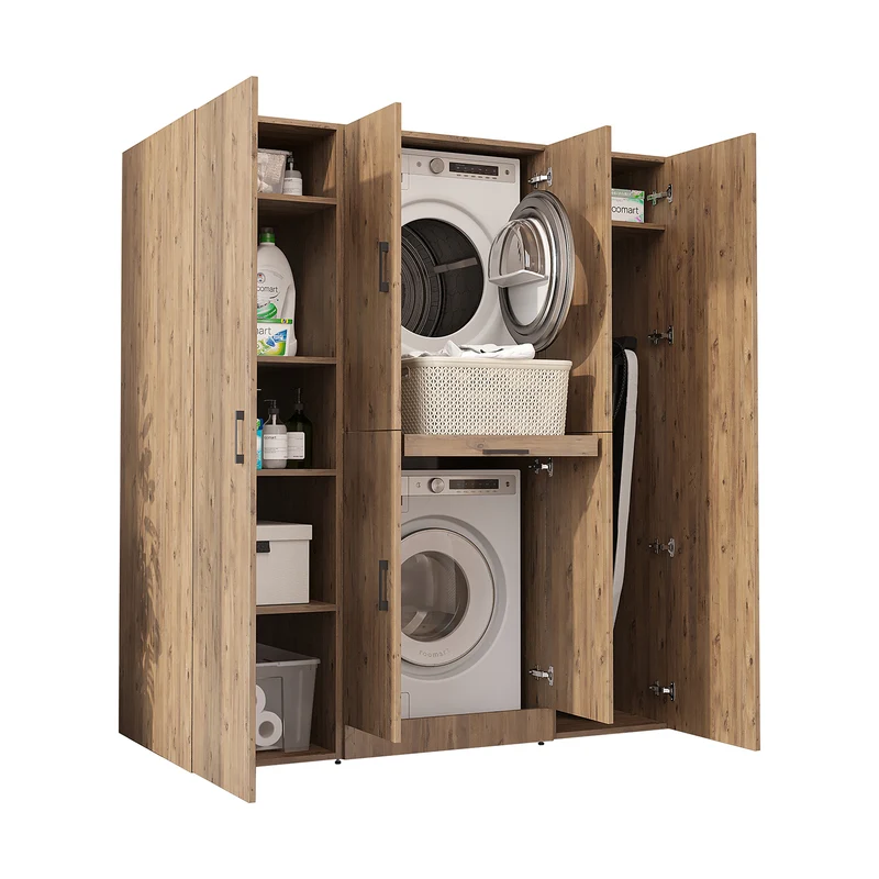 Roomart wasmachinekast DORA-I, 160 cm breed, voor wasmachine en droger met 2 hoge kasten, in 5 kleuren