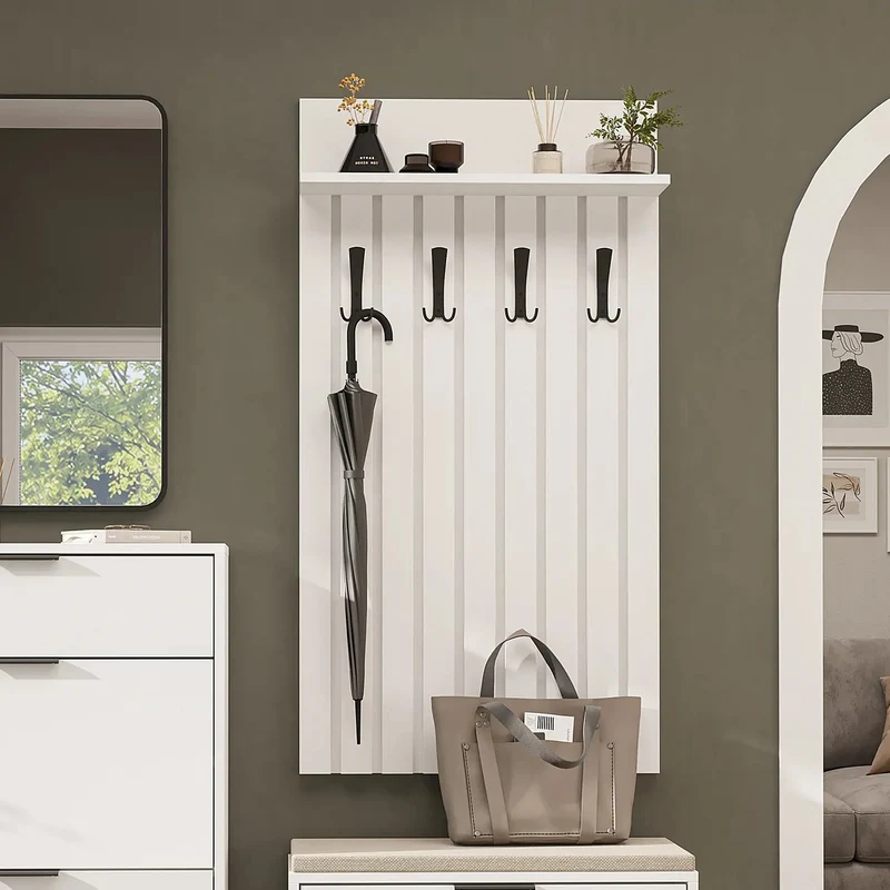 Roomart garderobepaneel NORD, 130 cm, met 4 dubbele haken en hoedenplank, in 2 kleuren
