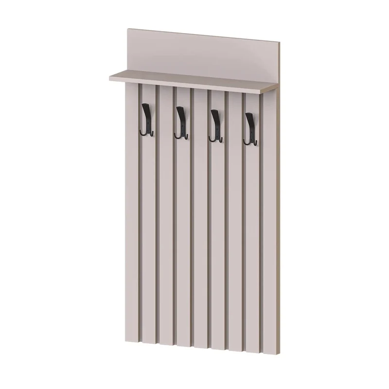 Roomart garderobepaneel NORD, 130 cm, met 4 dubbele haken en hoedenplank, in 2 kleuren