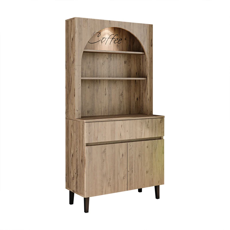 Roomart Küchenschrank VENEDIK, 90 cm, Kaffeebar mit LED und Schublade, in 4 Farben