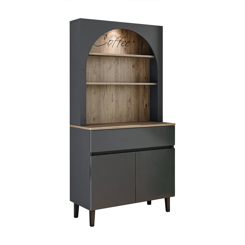 Roomart Küchenschrank VENEDIK, 90 cm, Kaffeebar mit LED und Schublade, in 4 Farben