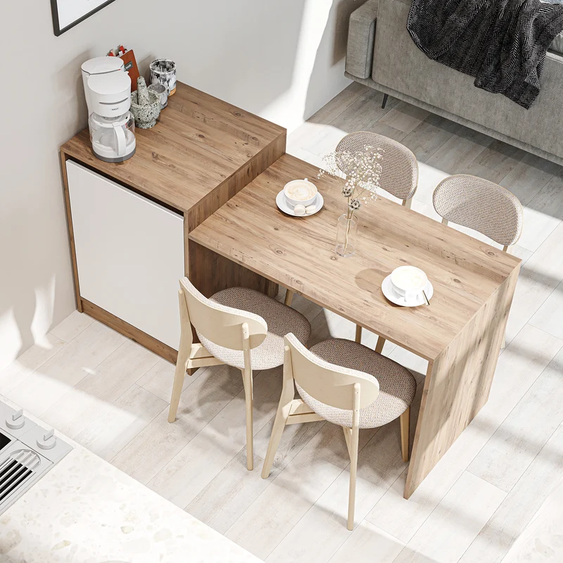 Roomart Kücheninsel MILANO, 160 cm, mit Esstisch und Stauraum, in 4 Farben