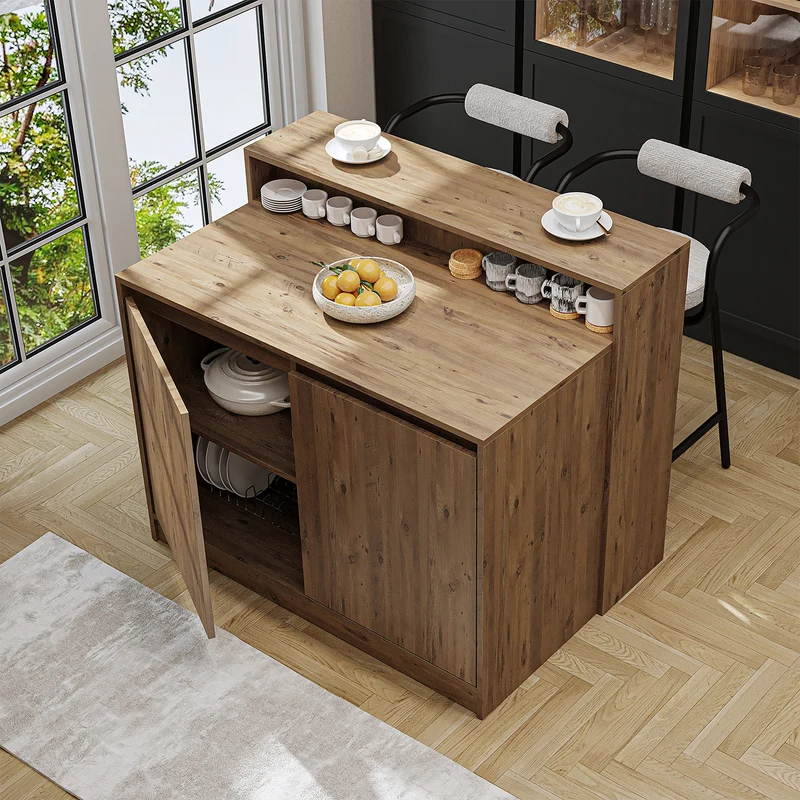 Roomart Kücheninsel CORTADO, 120 cm, moderner Bartisch mit Stauraum, in 4 Farben