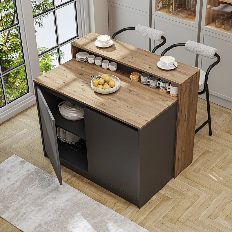 Roomart Kücheninsel CORTADO, 120 cm, moderner Bartisch mit Stauraum, in 4 Farben