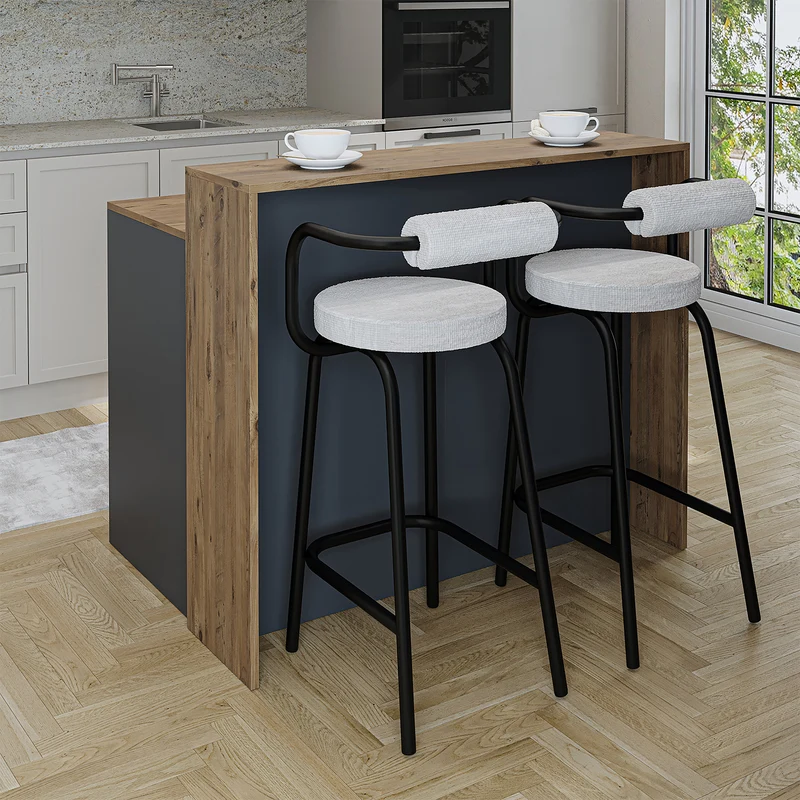 Roomart Kücheninsel CORTADO, 120 cm, moderner Bartisch mit Stauraum, in 4 Farben