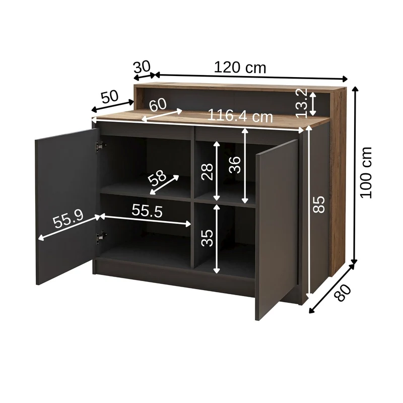 Roomart Kücheninsel CORTADO, 120 cm, moderner Bartisch mit Stauraum, in 4 Farben