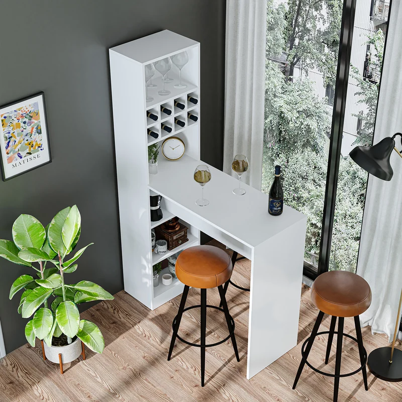 Roomart Bartisch DUBLIN, 120 cm, Stehtisch mit Weinregal, in 4 Farben