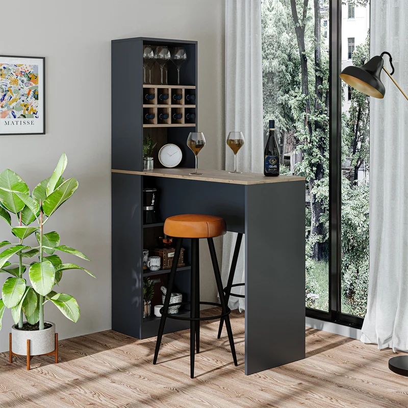 Roomart Bartisch DUBLIN, 120 cm, Stehtisch mit Weinregal, in 4 Farben