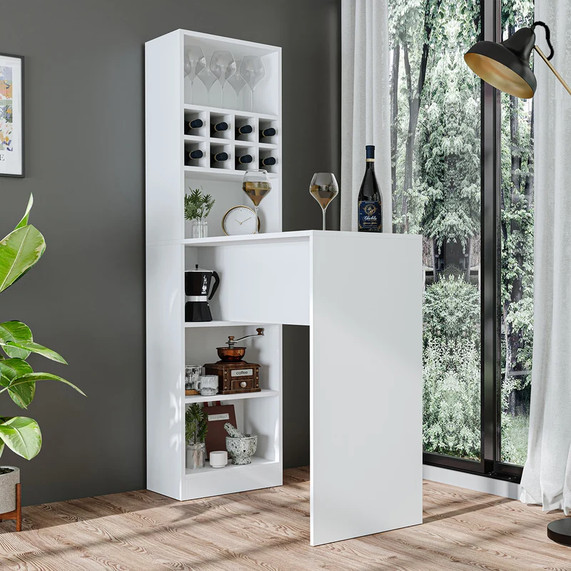 Roomart Bartisch DUBLIN, 120 cm, Stehtisch mit Weinregal, in 4 Farben
