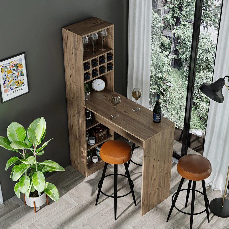 Roomart Bartisch DUBLIN, 120 cm, Stehtisch mit Weinregal, in 4 Farben