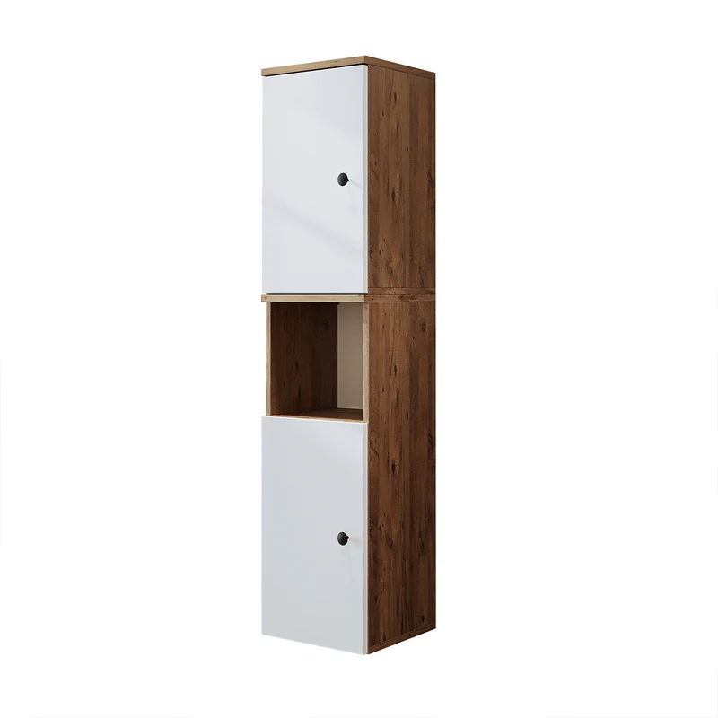 Roomart 4-delige badkamermeubelset LOTUS, 65 cm, met ronde opzetwastafel en hoge kast, in 3 kleuren