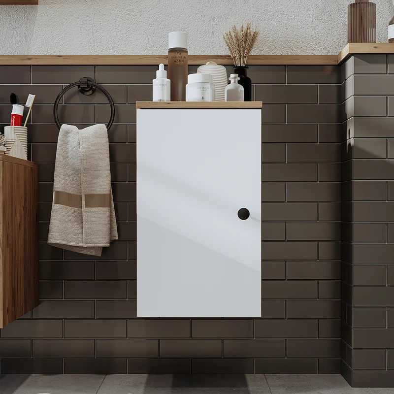 Roomart badkamermeubelset LOTUS 95 cm – 4-delig badkamermeubel met keramische wastafel, spiegelkast & kolomkast – Modern design