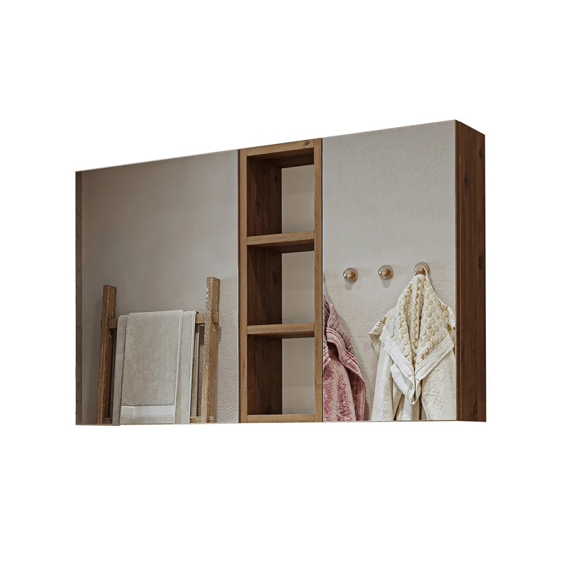 Roomart badkamermeubelset LOTUS 95 cm – 4-delig badkamermeubel met keramische wastafel, spiegelkast & kolomkast – Modern design