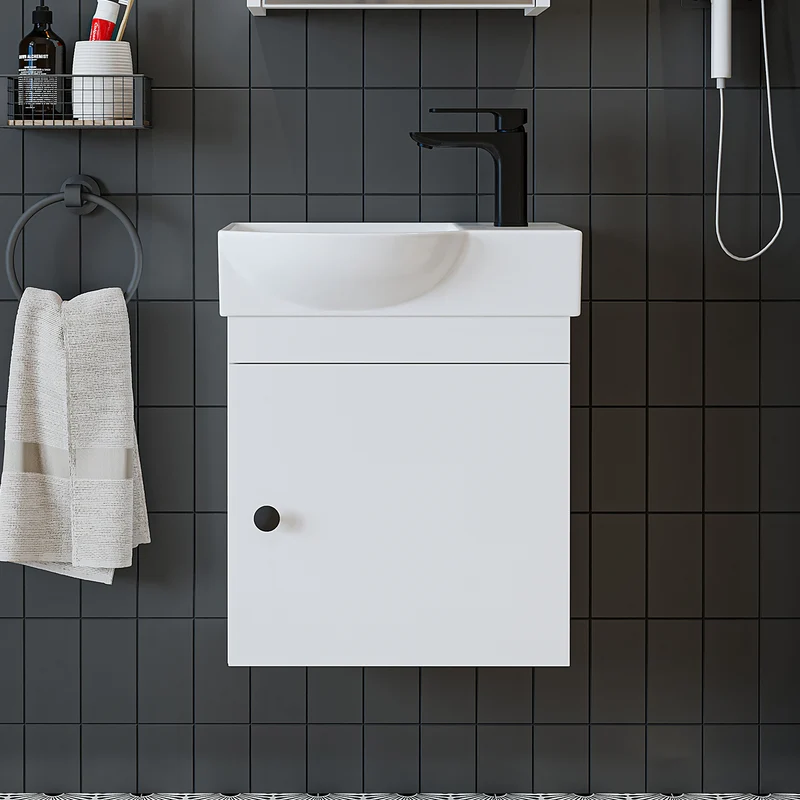 Roomart Badmöbel-Set PUNTO, 46 cm, schmales Gäste-WC-Set mit Spiegelschrank, in 4 Farben