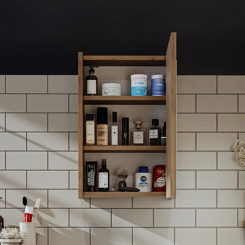 Roomart Badmöbel-Set PUNTO, 46 cm, schmales Gäste-WC-Set mit Spiegelschrank, in 4 Farben