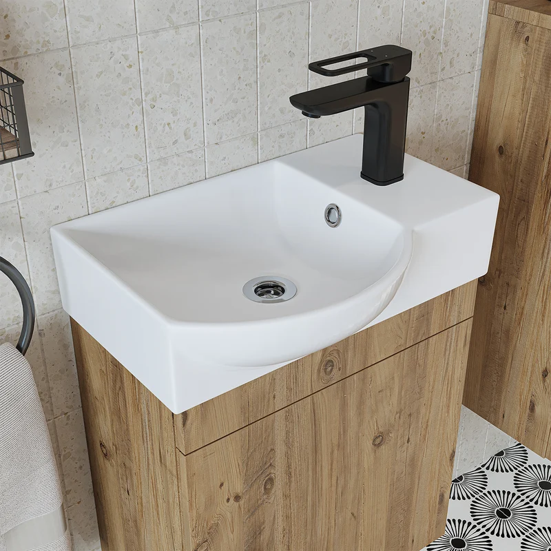 Roomart Badmöbel-Set PUNTO, 46 cm, schmales Gäste-WC-Set mit Spiegelschrank, in 4 Farben