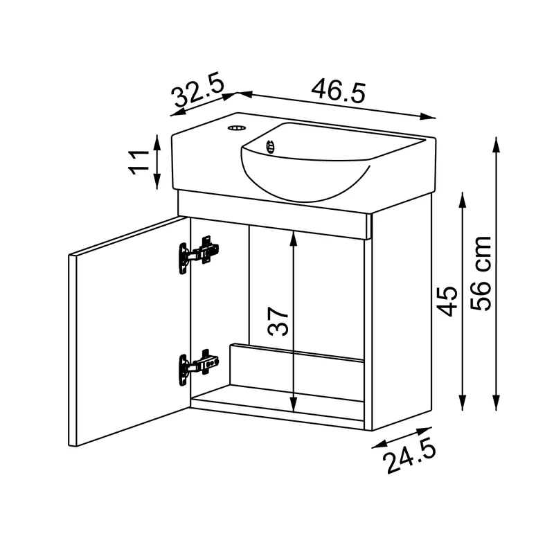 Roomart Badmöbel-Set PUNTO, 46 cm, schmales Gäste-WC-Set mit Spiegelschrank, in 4 Farben