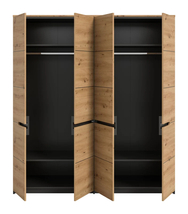 Homes & Jones Kleiderschrank 180 cm breit, Schlafzimmerschrank 4-türig