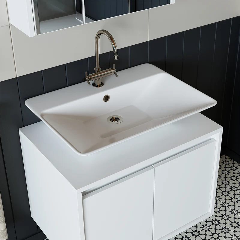 Roomart 4-delige badmeubelset ATLANTIC 65 cm, opzetwastafel en kolomkast, in 5 kleuren