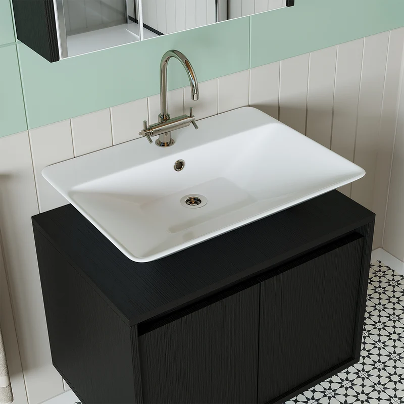 Roomart 4-delige badmeubelset ATLANTIC 65 cm, opzetwastafel en kolomkast, in 5 kleuren