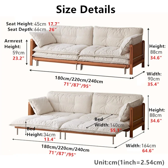 Vielseitiges 3-in-1-Schlafsofa Cloud mit integriertem seitlichen Stauraum