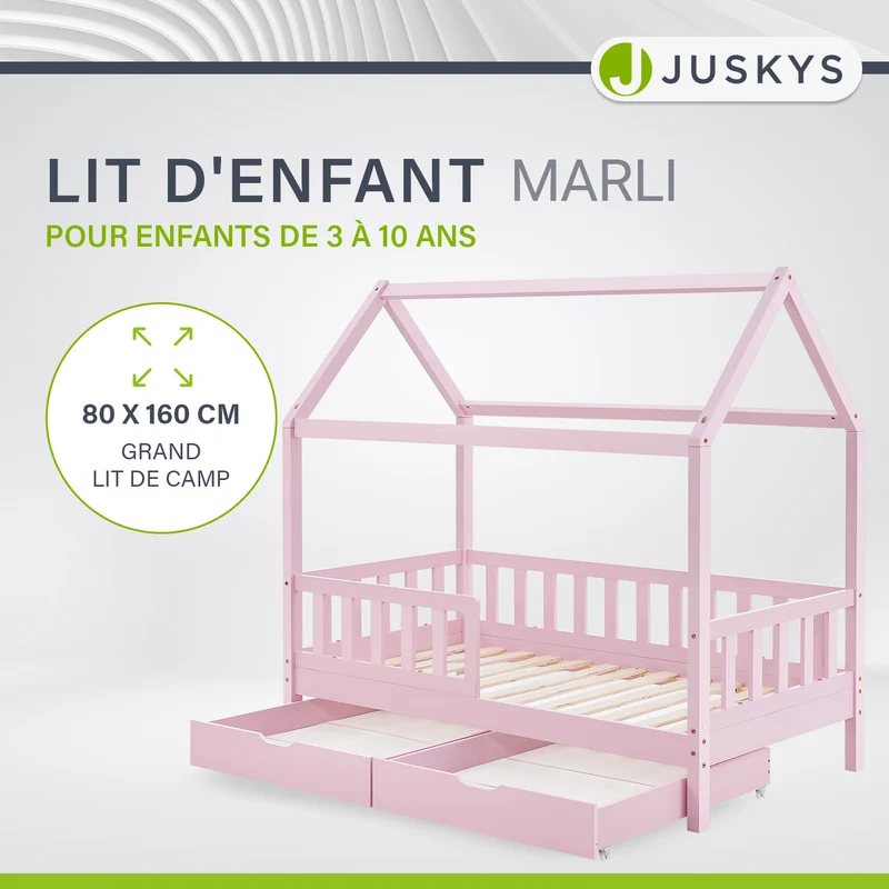 Kinderbett Marli 80 x 160 cm mit Bettkasten