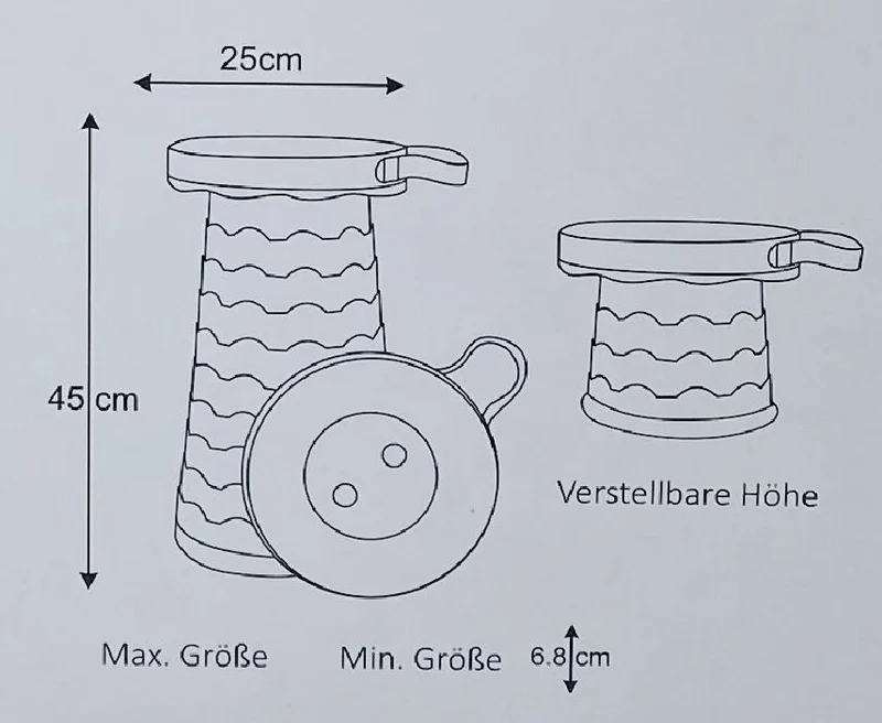 Tragbarer Teleskophocker mit Schultergurt in 3 verschiedenen Farben