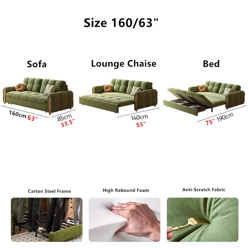 Kratzfestes Schlafsofa aus Flanellstoff mit Stauraum darunter