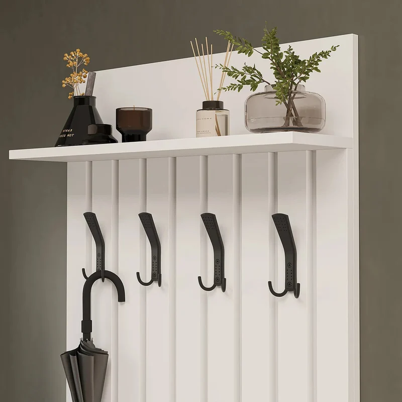 Roomart 4-delige garderobeset NORD, met 2 zitbanken (open en met schoenenklep), garderobepaneel 130 cm en ovale spiegel, in 2 kleuren