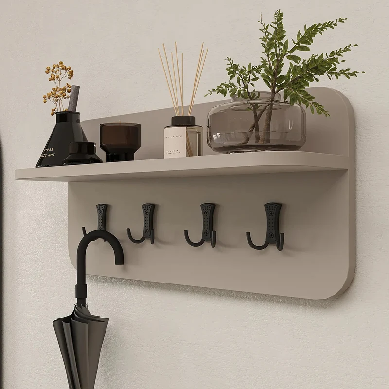Roomart 4-teiliges Garderobenset NORD, mit Schuhschrank, Sitzbank mit Schuhklappe, Wandgarderobe und Spiegel, in 2 Farben