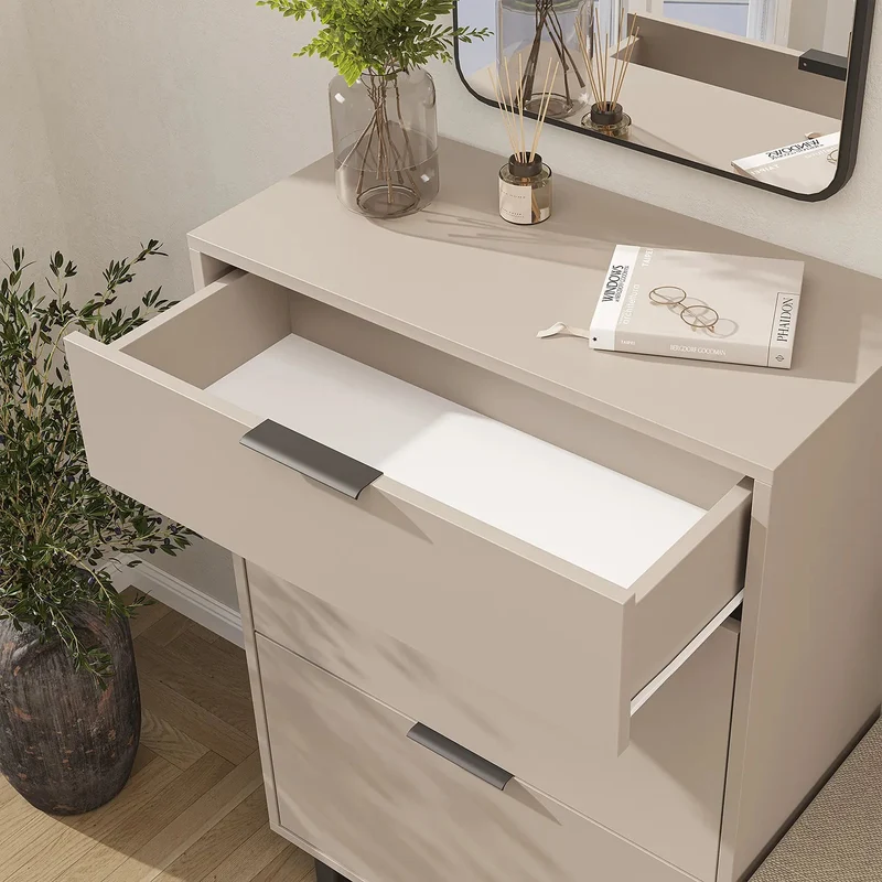 Roomart 4-delige garderobeset NORD, met schoenenkast, zitbank met schoenenklep, garderobepaneel 130 cm en spiegel, in 2 kleuren