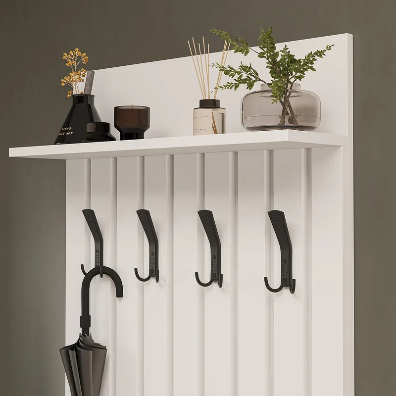 Roomart 4-delige garderobeset NORD, met schoenenkast, zitbank, garderobepaneel 130 cm en spiegel, in 2 kleuren