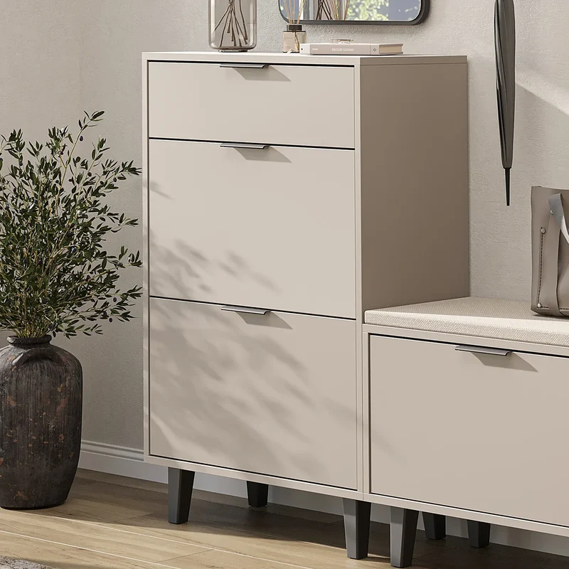 Roomart schoenenkast NORD, 112 cm, met 2 kantelvakken en lade, in 2 kleuren