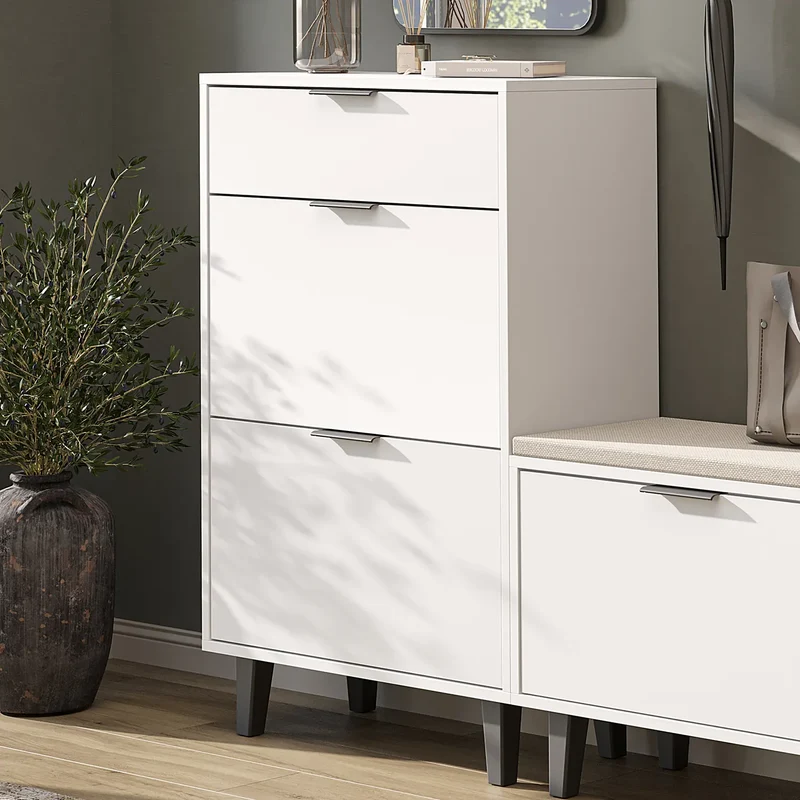 Roomart schoenenkast NORD, 112 cm, met 2 kantelvakken en lade, in 2 kleuren