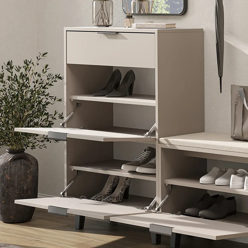 Roomart schoenenkast NORD, 112 cm, met 2 kantelvakken en lade, in 2 kleuren