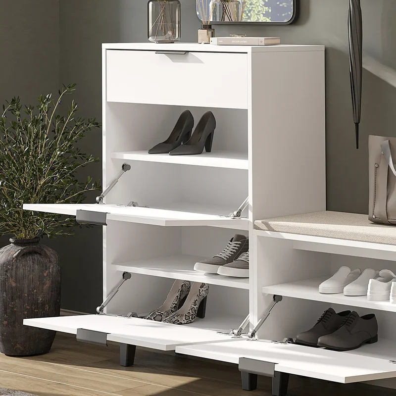 Roomart schoenenkast NORD, 112 cm, met 2 kantelvakken en lade, in 2 kleuren