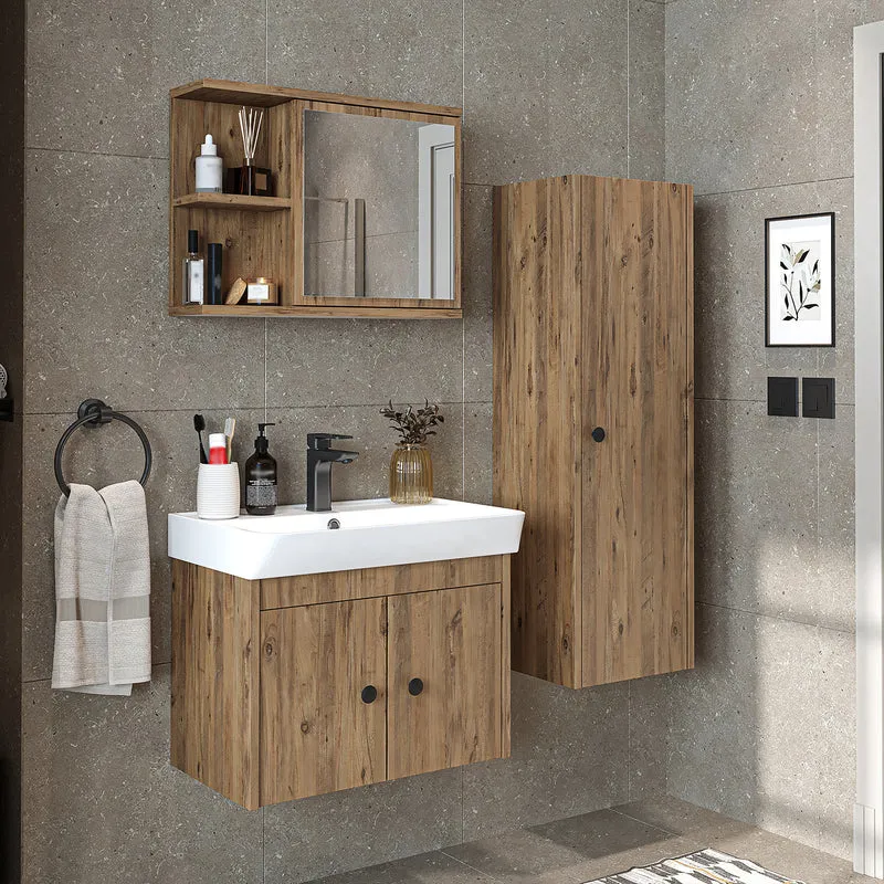 Roomart 4-delige badkamermeubelset ADA, 60 cm, met wastafel en kolomkast, in 5 kleuren
