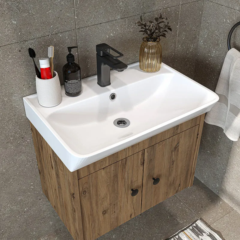 Roomart 4-delige badkamermeubelset ADA, 60 cm, met wastafel en kolomkast, in 5 kleuren