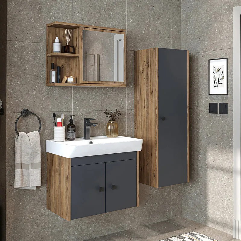 Roomart 4-delige badkamermeubelset ADA, 60 cm, met wastafel en kolomkast, in 5 kleuren