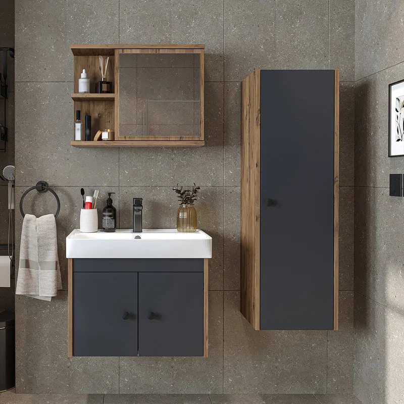 Roomart 4-delige badkamermeubelset ADA, 60 cm, met wastafel en kolomkast, in 5 kleuren