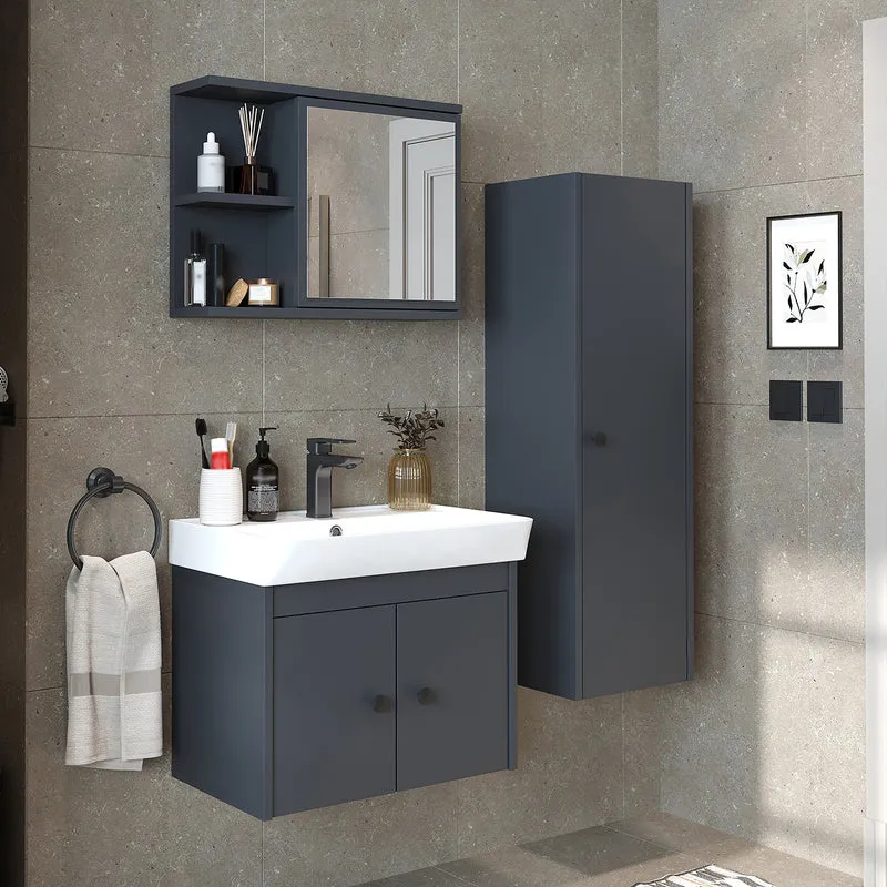Roomart 4-delige badkamermeubelset ADA, 60 cm, met wastafel en kolomkast, in 5 kleuren