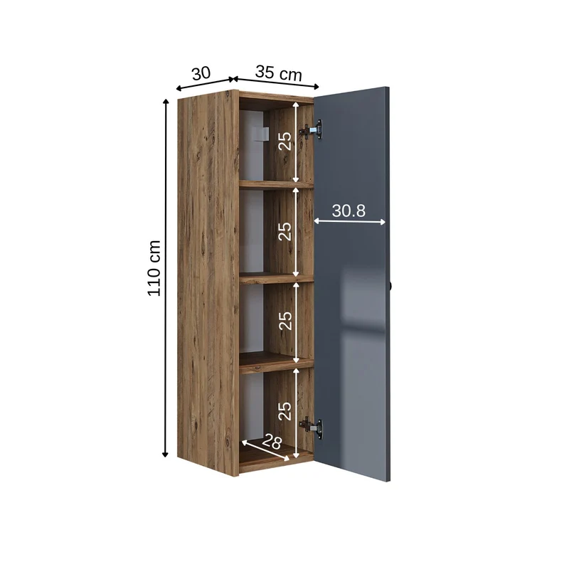 Roomart 4-delige badkamermeubelset ADA, 60 cm, met wastafel en kolomkast, in 5 kleuren