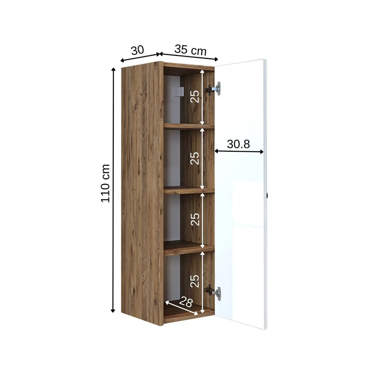 Roomart 4-delige badkamermeubelset ADA, 60 cm, met wastafel en kolomkast, in 5 kleuren