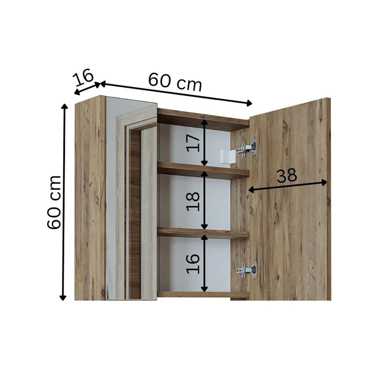 Roomart 3-delige badkamermeubelset MELONA-S2, 65 cm, zonder wastafel, met spiegel- en hoge kast, in 4 kleuren