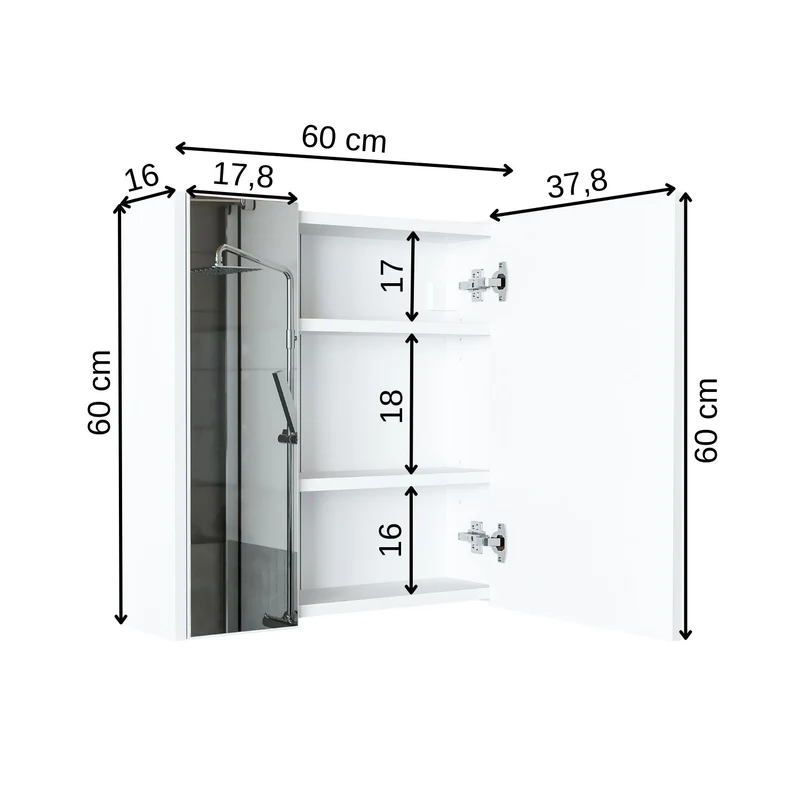 Roomart 3-delige badkamermeubelset MELONA-S2, 65 cm, zonder wastafel, met spiegel- en hoge kast, in 4 kleuren