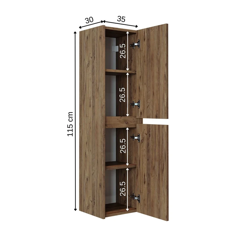 Roomart 3-delige badkamermeubelset MELONA-S2, 65 cm, zonder wastafel, met spiegel- en hoge kast, in 4 kleuren