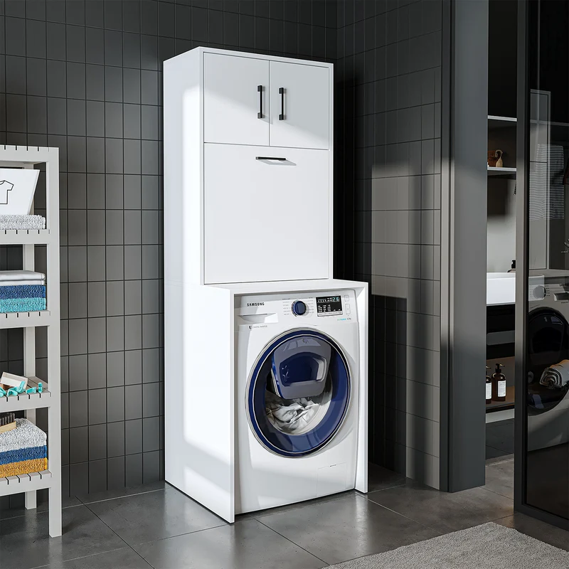 Roomart wasmachinekast LUNA, 65 cm, overbouwkast met wasmand, in 4 kleuren