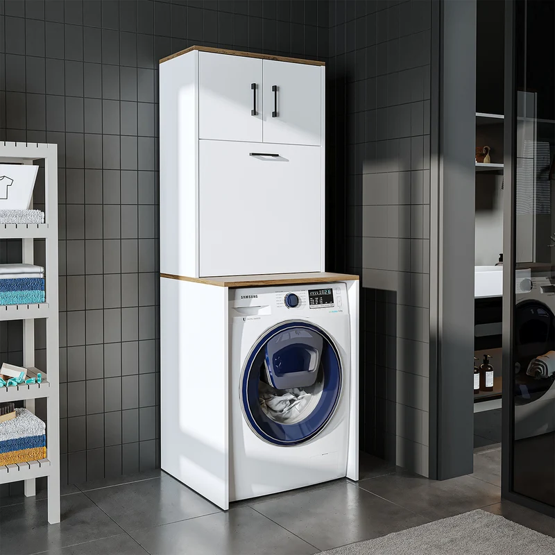 Roomart wasmachinekast LUNA, 65 cm, overbouwkast met wasmand, in 4 kleuren