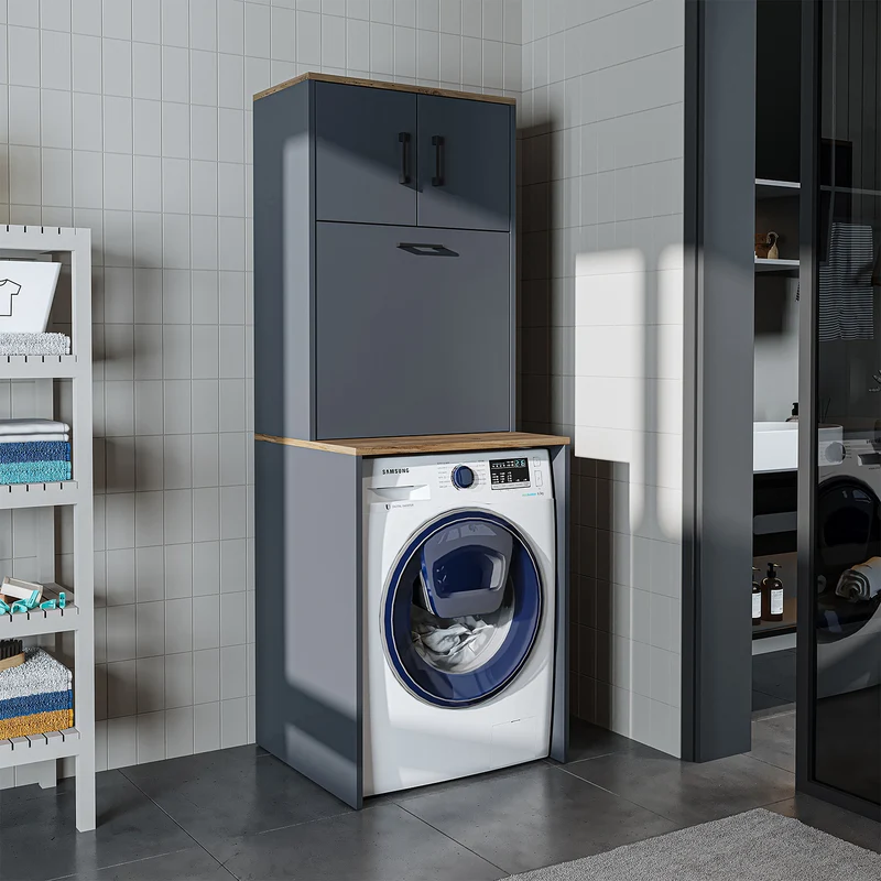 Roomart wasmachinekast LUNA, 65 cm, overbouwkast met wasmand, in 4 kleuren